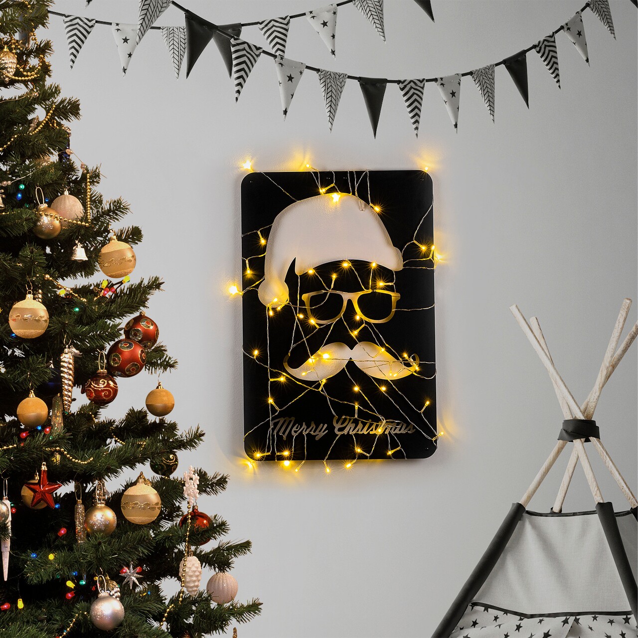 Decoratiune de luminoasa XMASBLACK-006, Tanelorn, 39x59 cm, metal, negru - imagine 7